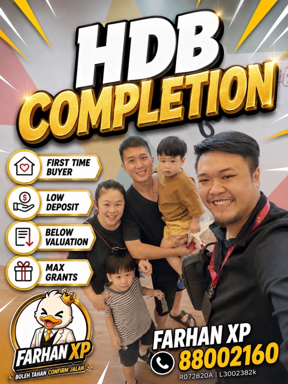Farhan XP with a family after their first home purchase