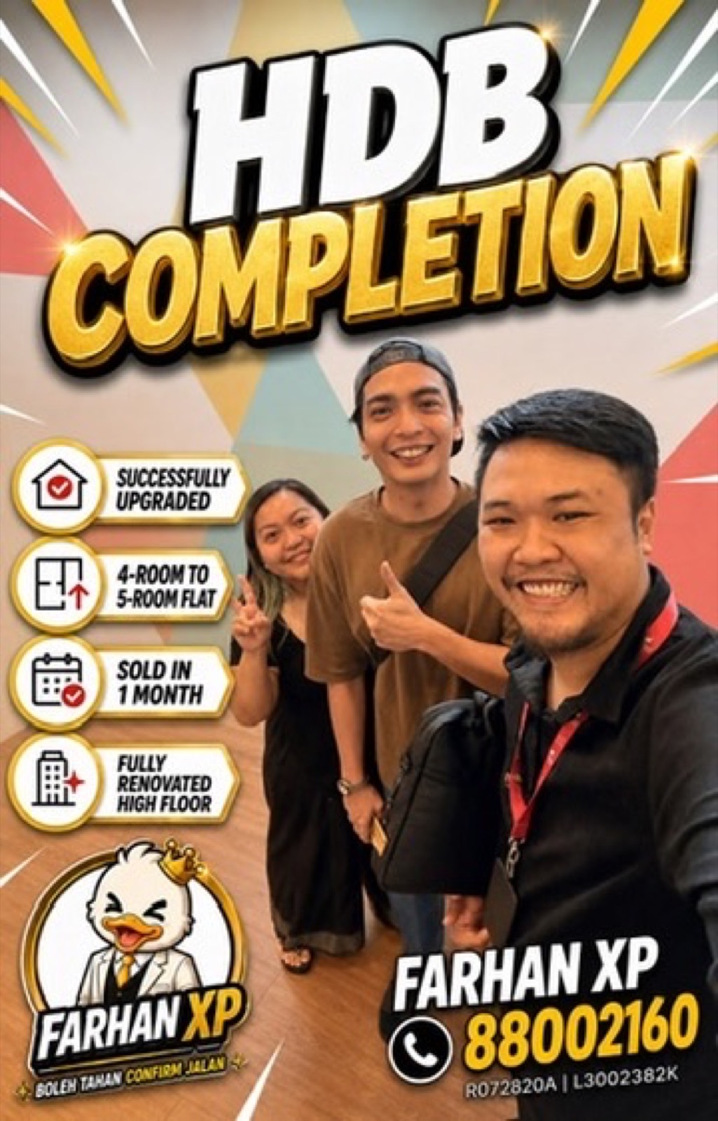 Farhan XP with clients after completing their HDB upgrade